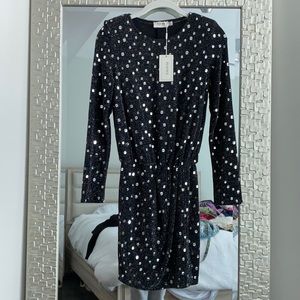 Black Sequin Longsleeve Mini Dress